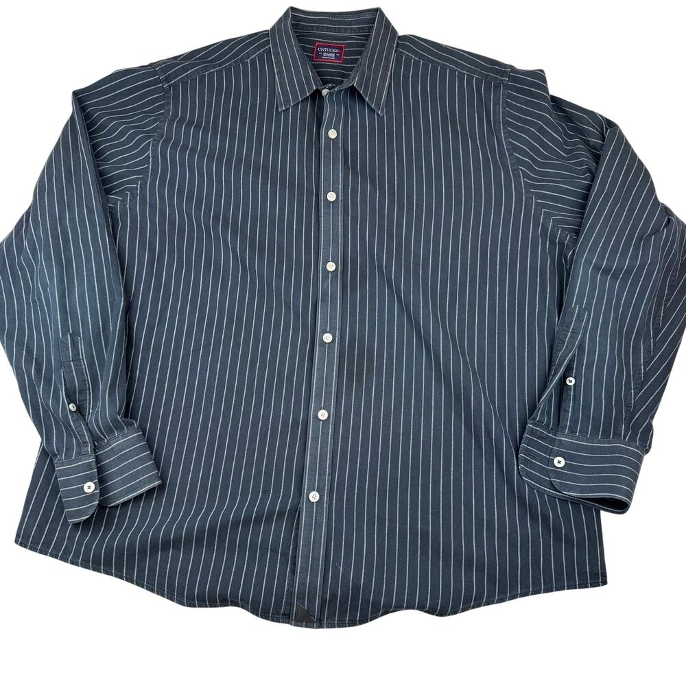 UNTUCKit Pinstripe Button Down Shirt XXL Dark Navy